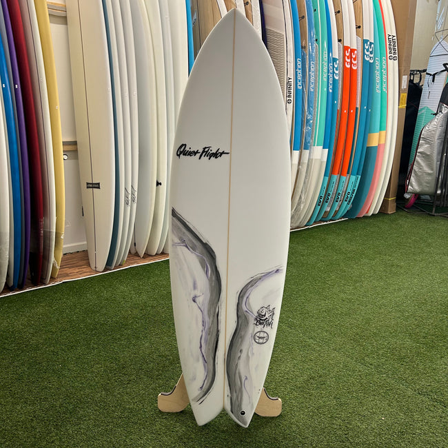 Quiet Flight Bad Fish 5’10" Surfboard - White / Black / Purple